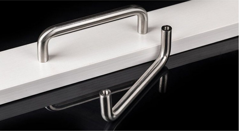 厂家直供不锈钢304实心u型衣橱柜拉手201材双弯工业拉丝五金把手