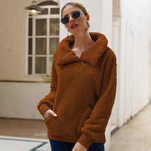 自主设计ebay卫衣2023秋冬高领纯色加厚上衣绒衫海外一件代发