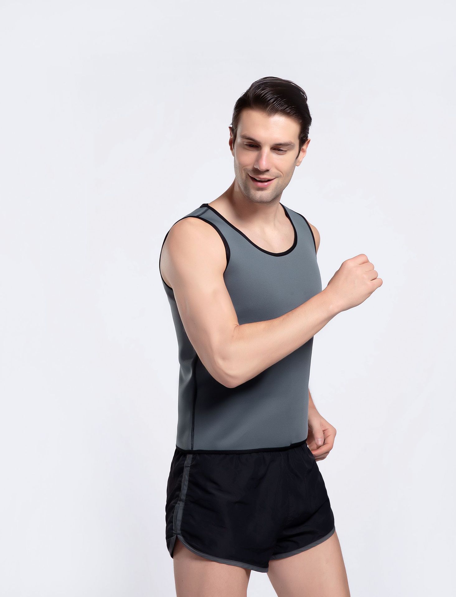 欧美男士运动背心爆汗健身马甲塑身衣收腹塑形衣无拉链美体塑腰衣