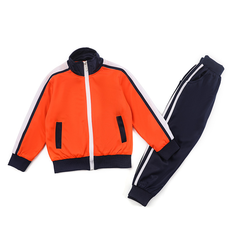 幼儿园园服秋冬橙色套装中小学生老师校服秋冬装儿童运动班服新款