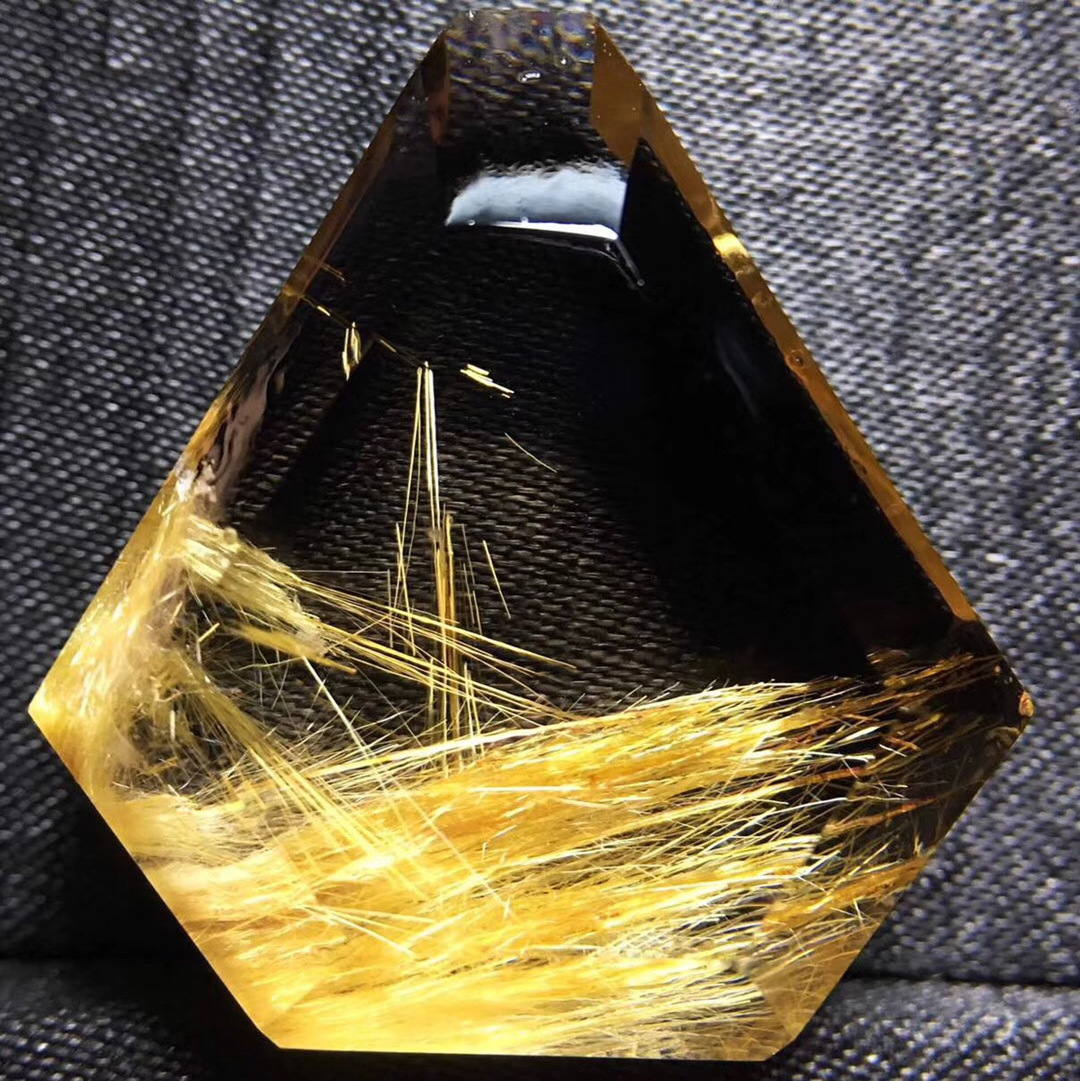 天然金发晶聚宝盆顺发裸石水晶随形平安牌吊坠