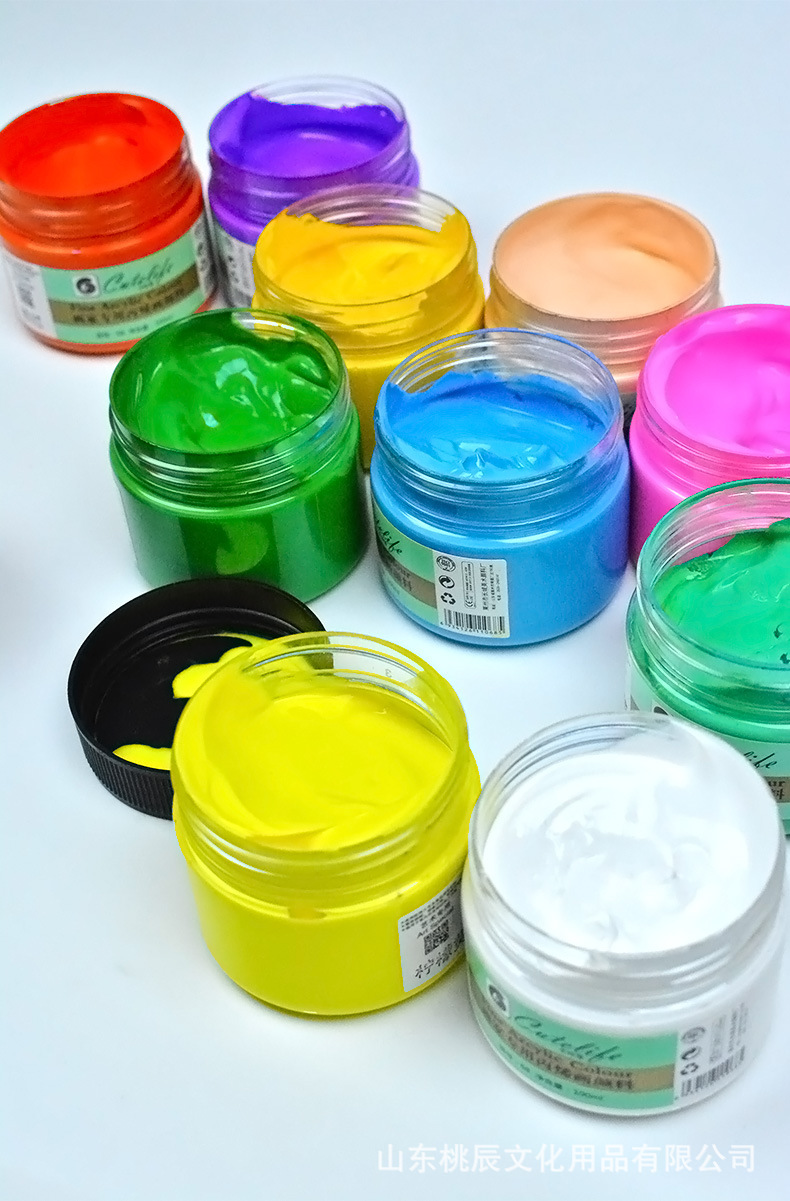 美术丙烯画颜料100ml 墙绘手绘diy学生练习绘画纺织t恤陶瓷鞋纺织