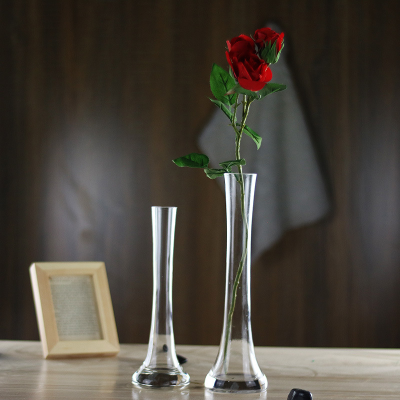 小清新玻璃透明小花瓶 餐桌花插小口细长玫瑰花瓶客厅迷你摆件