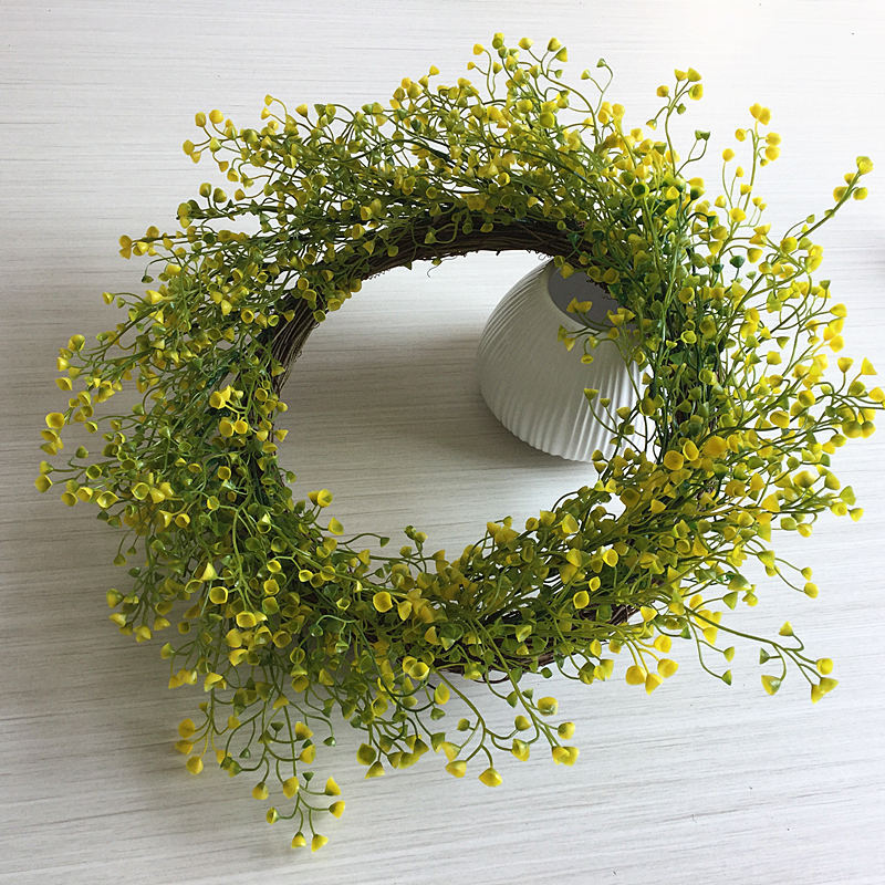 美式仿真草环绿植塑料花环3色客厅门饰花圈尺寸可定制节日花环