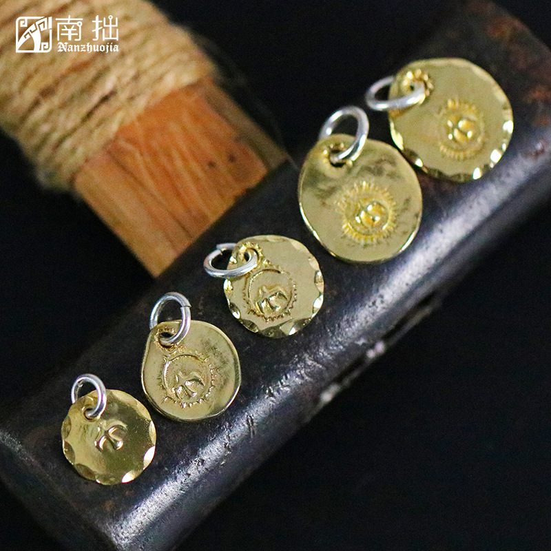 南拙手工高桥吾郎goros小铜饼吊坠925纯银小挂牌goros项链配饰