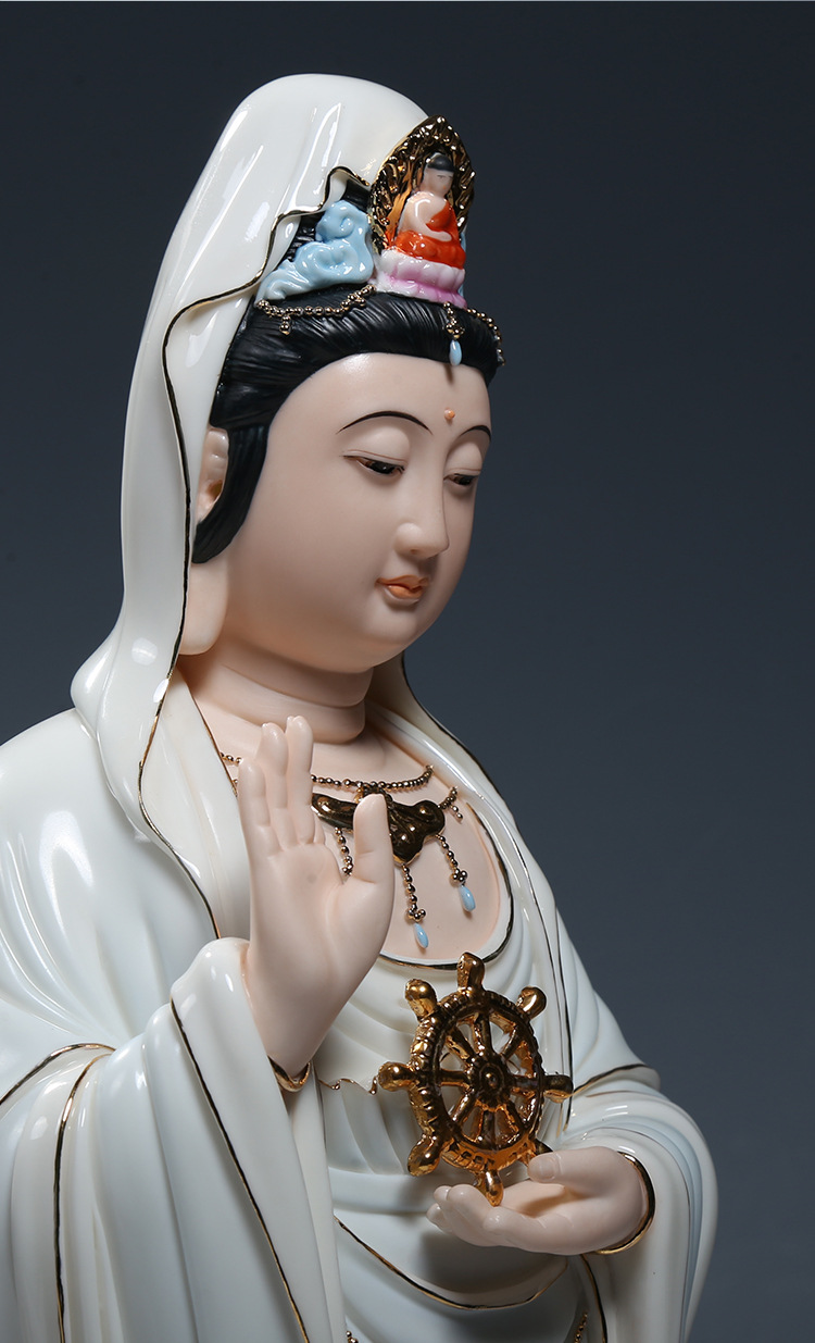 【上美】德化陶瓷18吋南海观音佛像供奉观世音菩萨佛像收藏品摆件