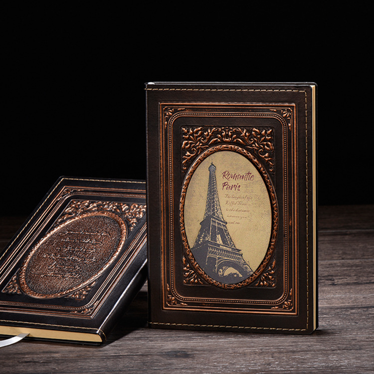 Cross-Border Supply Eiffel Tower Retro European Hardcover Notebook A5 Pu Journal Book Gift