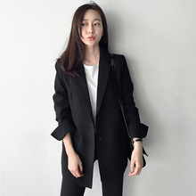 2022春秋西装外套女韩版修身两粒扣女士西服中长款职业装外套