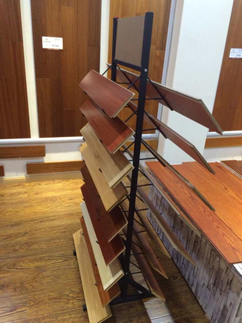 定做双面多层木地板砖展架建材木纹瓷砖展示架子kt板多功能置物架