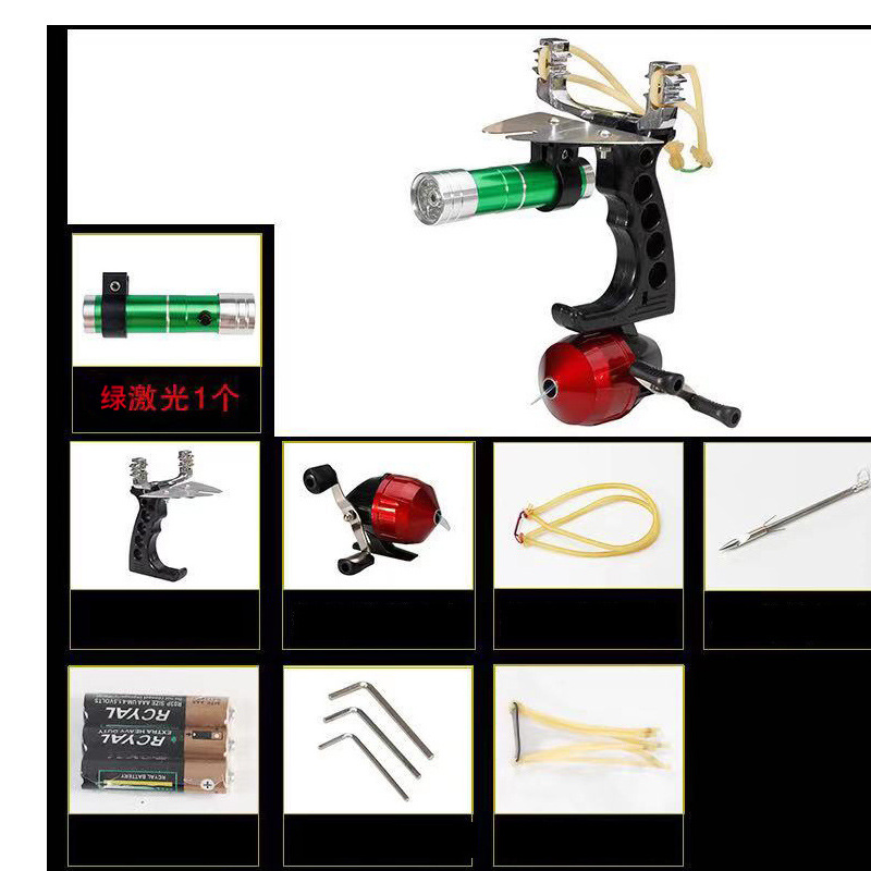 户外竞技射鱼打鱼镖弹弓绿激光灯瞄皮筋弹弓不锈钢 厂家定制批发