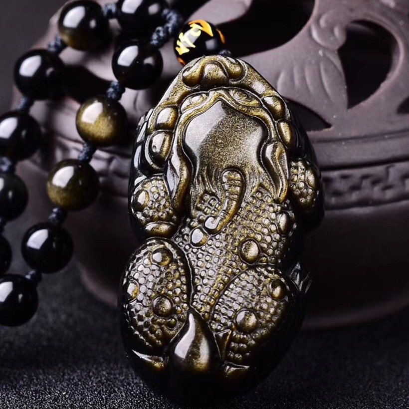 天然金曜石麻点貔貅吊坠 男女款金曜石貔貅大小号项链批发