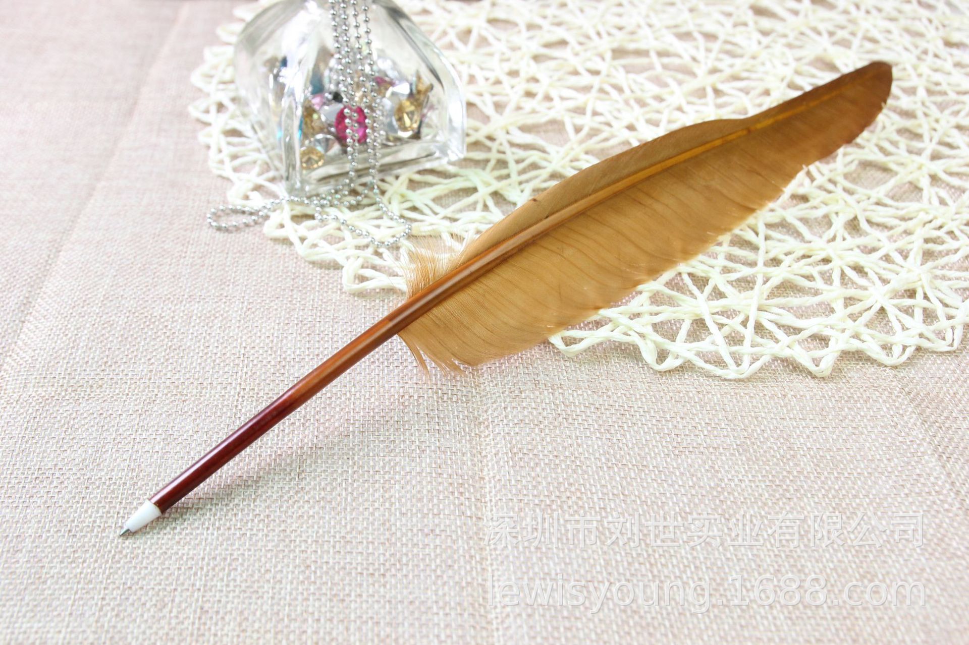 a103彩色羽毛笔鹅毛笔羽毛圆珠笔收藏礼品笔赠品24色现货