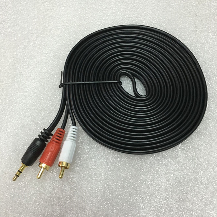 5转双莲花电脑音箱连接线 3.5mm一分二音频线 2rca音响线 20米