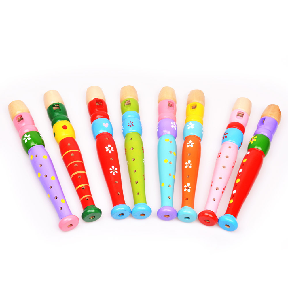 奥尔夫乐器卡通木制20cm短笛子 幼儿园早教吹奏口哨儿童益智玩具