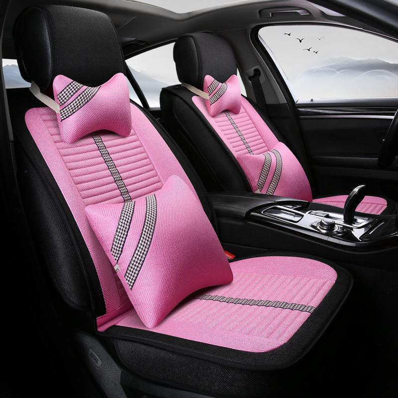 汽车座套四季通用亚麻布艺卡通座椅套专用坐垫l530