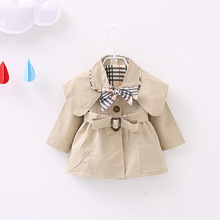 欧美外贸女童风衣 1-2-3-4岁女宝宝束腰外套 现货直供一件代发