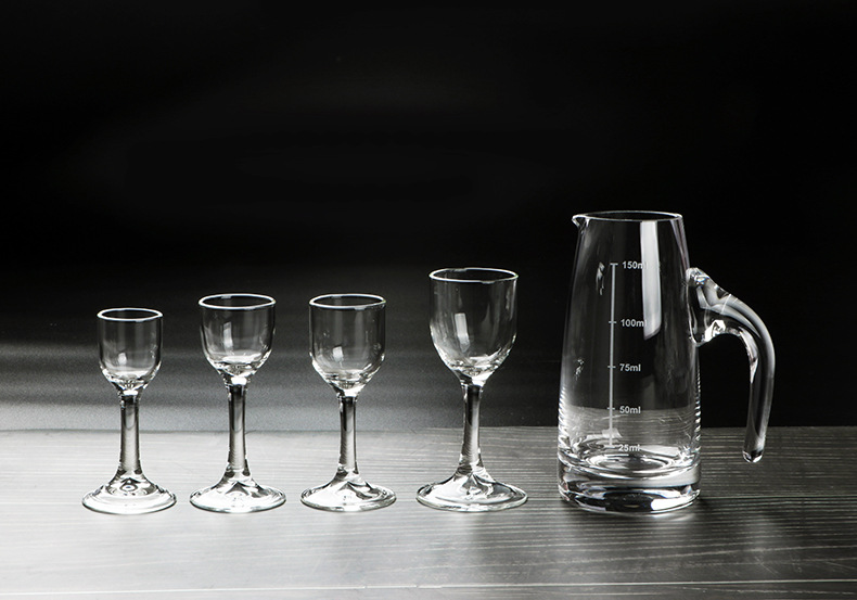 华钦白酒杯分酒器 透明玻璃刻度分酒壶小酒杯 酒具定制 工厂直销