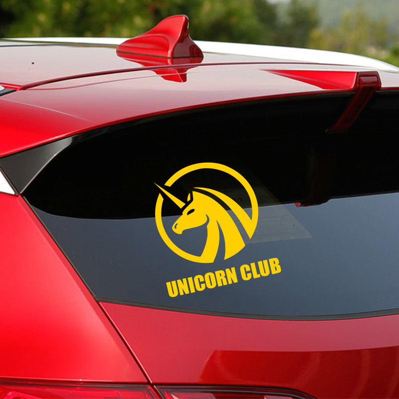 跨境专供新款雕刻反光车贴个性文字unicorn club独角兽俱乐部贴纸