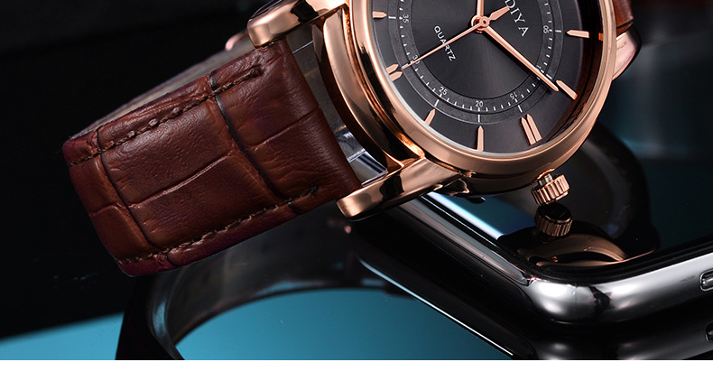 modiya商务款 同心圆皮带手表男 时尚石英手表 简约男表厂家批发