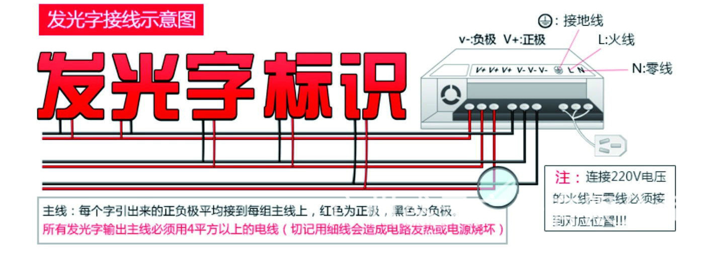 发光字接线示意图
