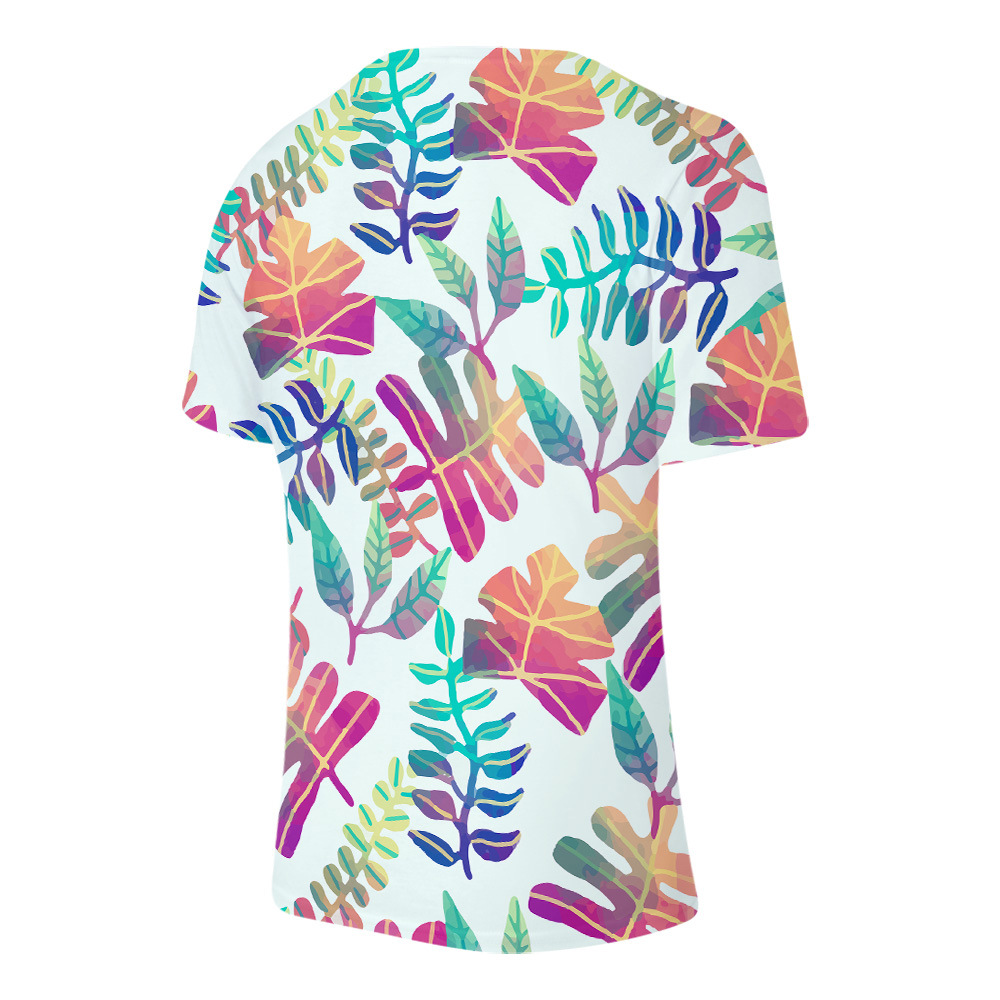 成人童装跨境叶子图案 leaf 周边3d彩印短袖t恤男女夏季衣服