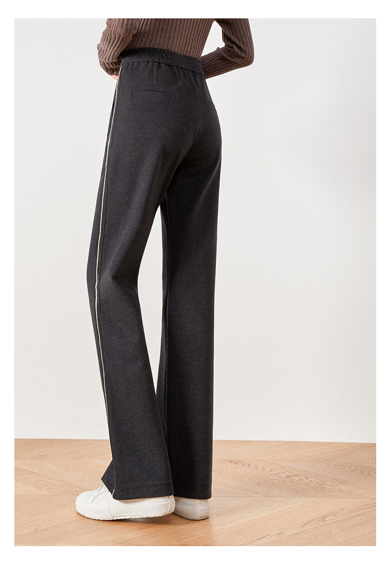 娅丽达女裤黑色休闲微喇裤女2020秋冬新款加绒时尚宽松显瘦阔腿裤