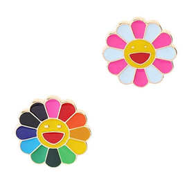 村上隆七彩色太阳花滴油衣领徽章胸针胸花卡通笑脸表情七色配饰