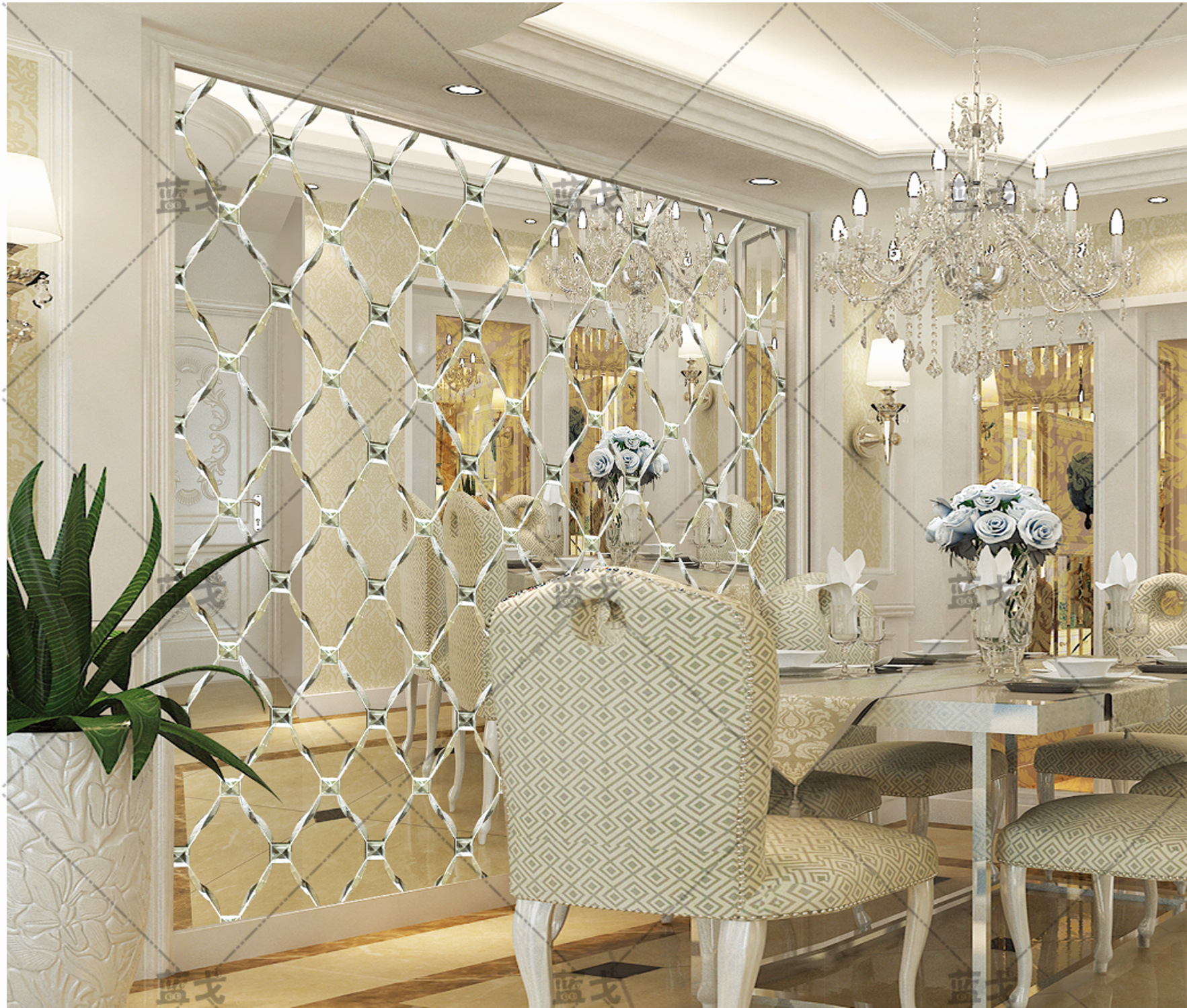 定做艺术玻璃电视背景墙拼镜餐厅玻璃镜面边框菱形银金茶灰蓝紫镜