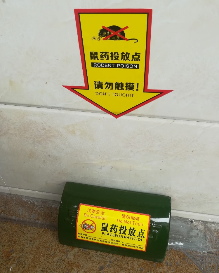老鼠屋鼠药投放点提示牌老鼠盒标签纸便签不干胶pvc标贴安全警示