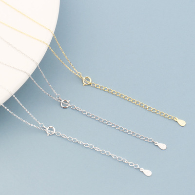 s925纯银超细压光十字链o字链锁骨链项链女配链延长链银饰