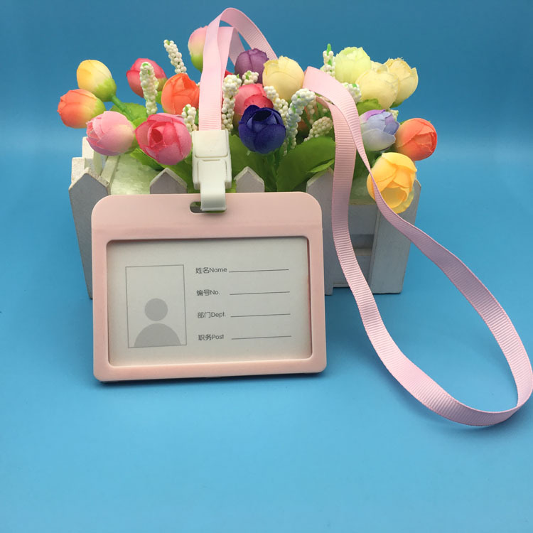 单面透明硬塑料卡套挂绳工牌横款胸卡厂牌学生幼儿园胸牌批发定制