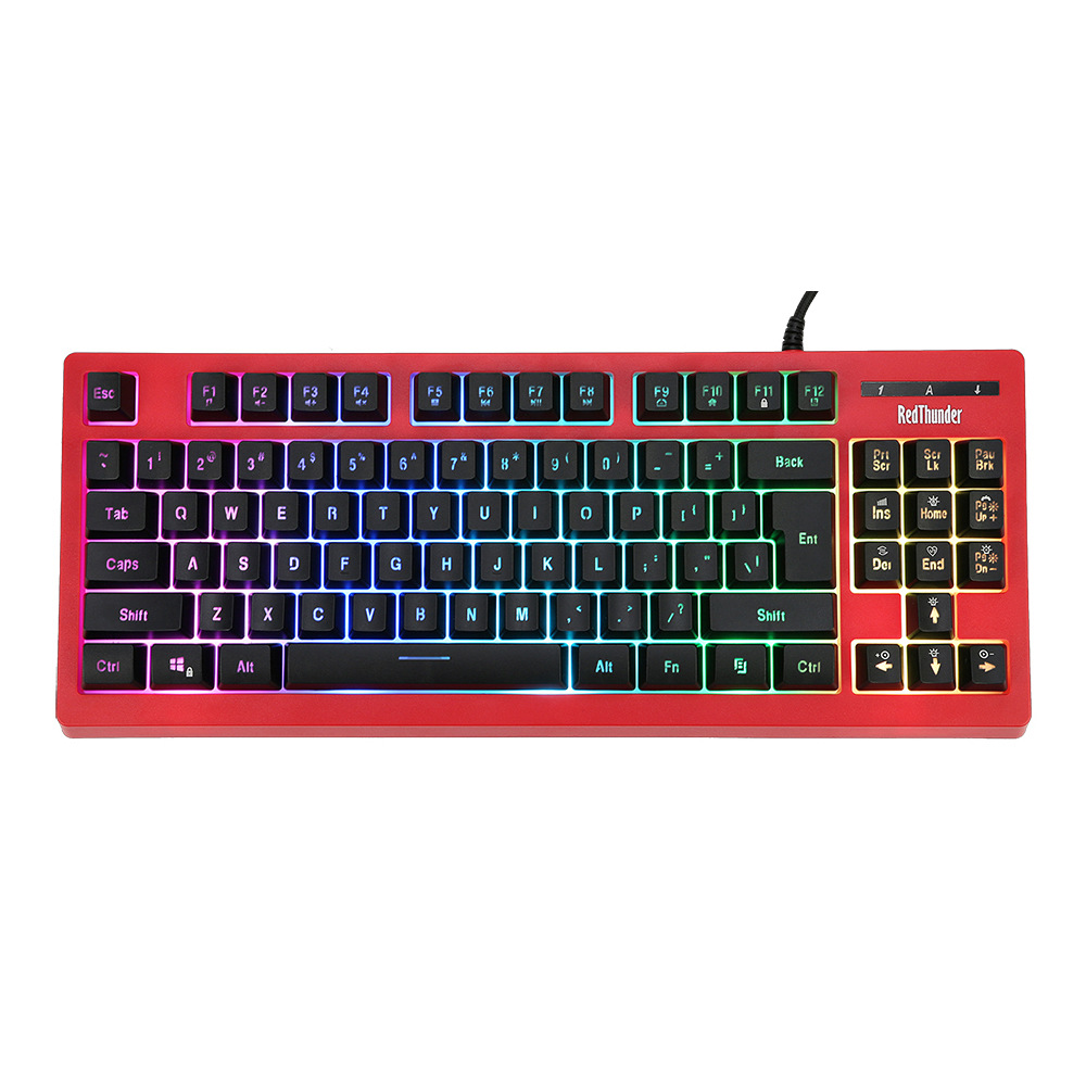 跨境87键rgb游戏键盘usb电脑笔记本游戏键盘机械手感俄语键盘背光