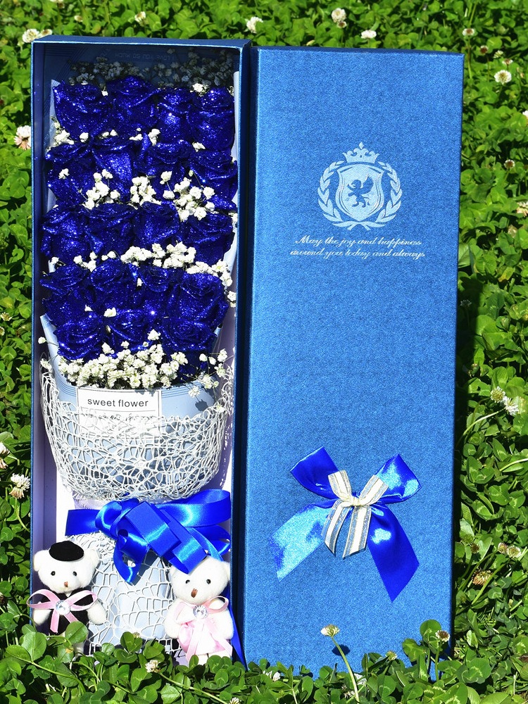 云南鲜花速递昆明蓝色妖姬蓝玫瑰曲靖昭通玉溪鲜花礼盒同城速递