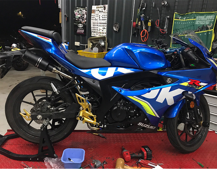摩托车跑车gsx150排气管 gsx150r改装双尾排前段尾段排气管 烟筒