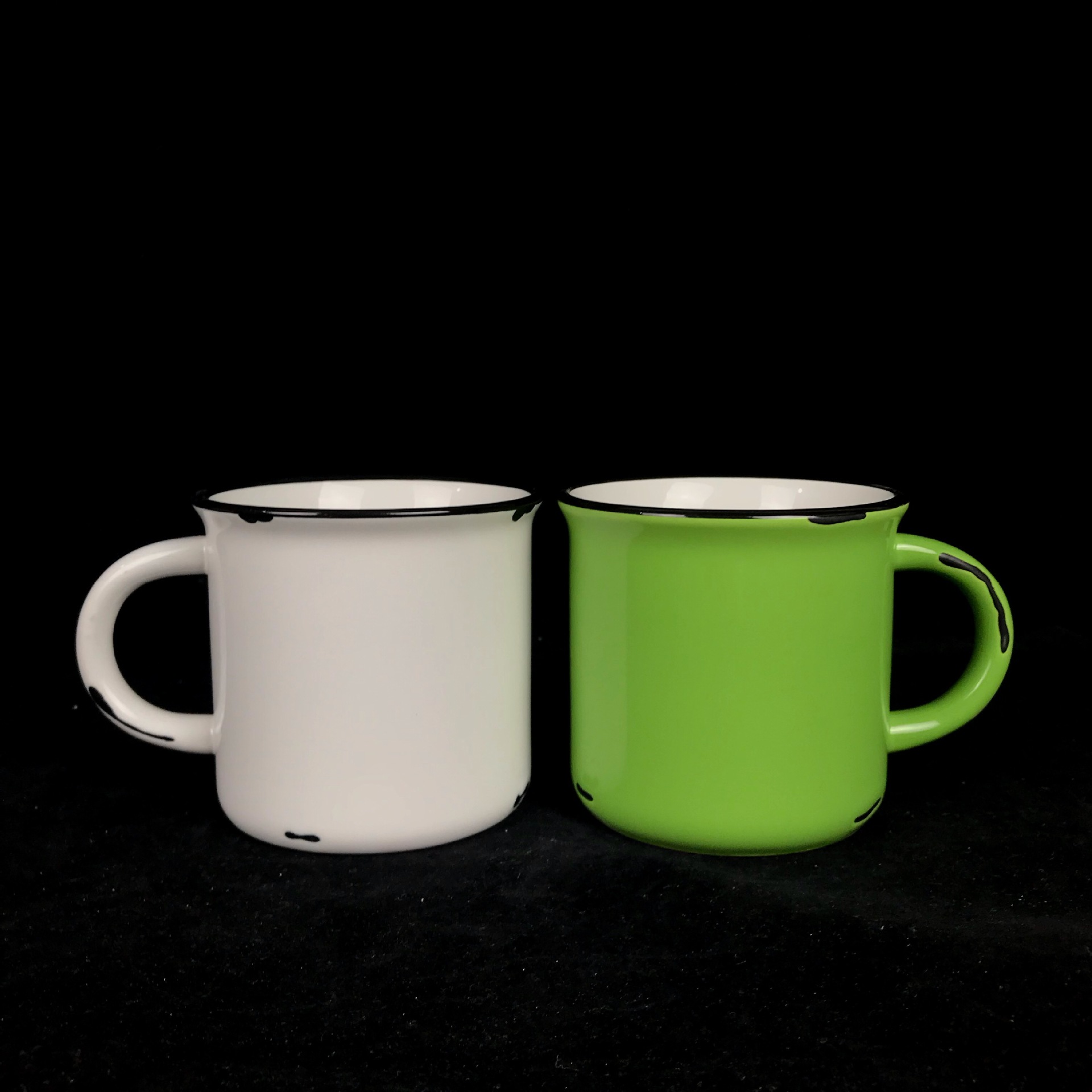 陶瓷革命杯复古怀旧做旧仿搪瓷杯大号酒杯 定制logo雨点釉马克杯