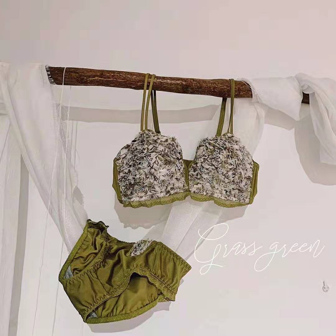 5新品】日系少女无钢圈内衣聚拢上托性感蕾丝调整型文胸套装