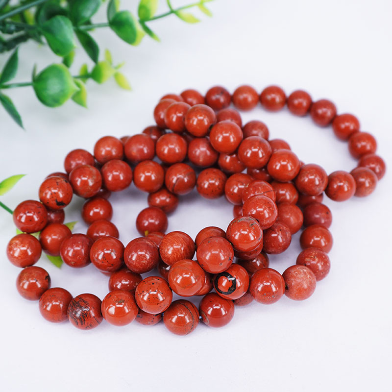 天然红石鸡肝石红碧玉单圈手链男女款时尚手串饰品批发