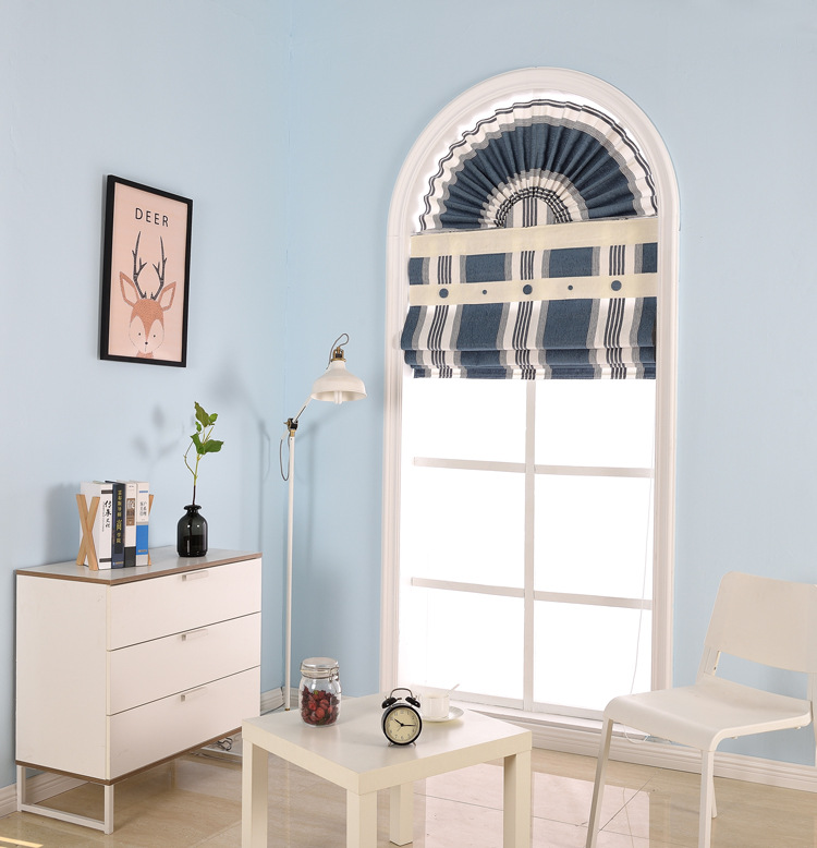 北欧半圆形弧形拱形扇形异形型特殊窗户窗帘阳台餐厅地中海罗马帘