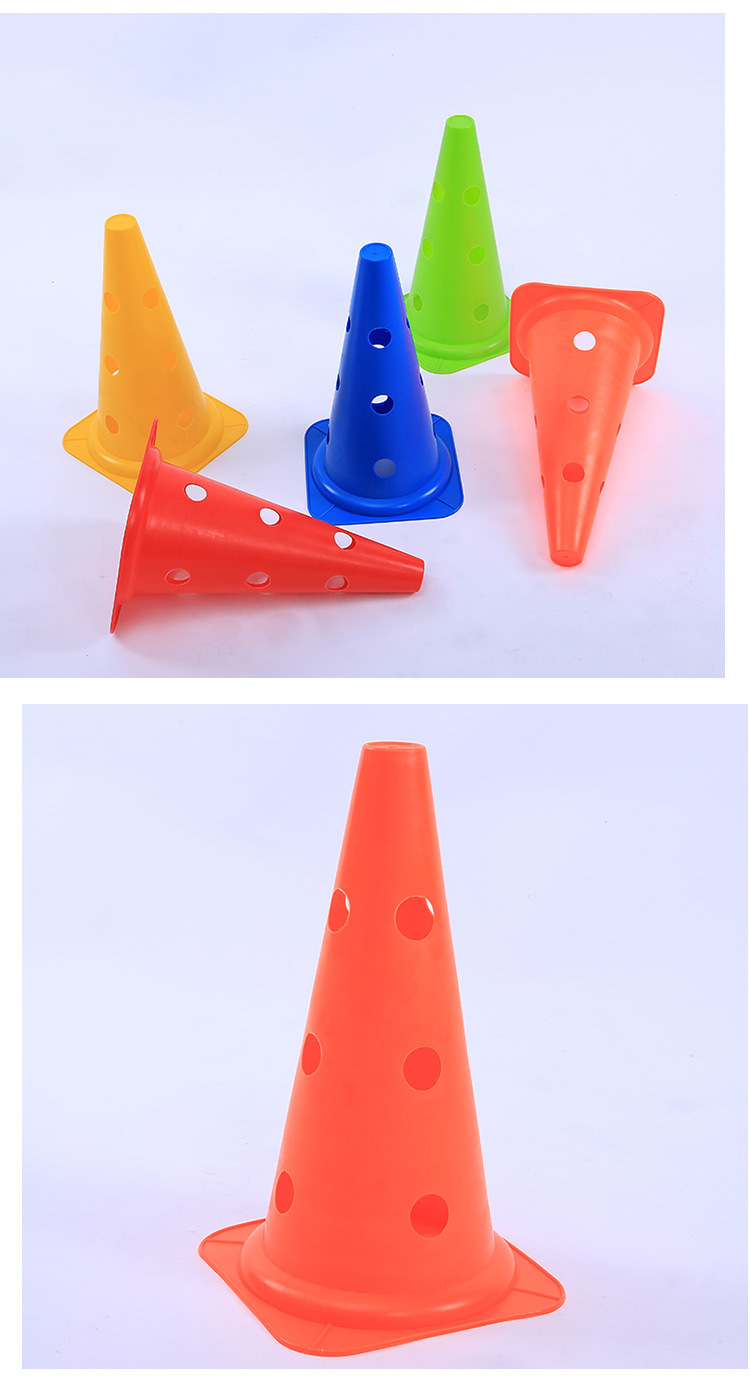 38cm带孔标志桶足球训练器材雪糕筒儿童体能训练锥障碍物15in路锥