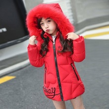 冬季新款童装女童棉衣中长款连帽外套儿童棉服小女孩加厚韩版棉袄
