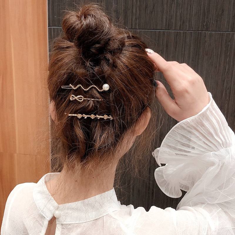 INS Korean Metal Barrettes Set Simple Word Clip Hair Accessories Internet Influencer Hairpin Side Clip Headdress Barrettes