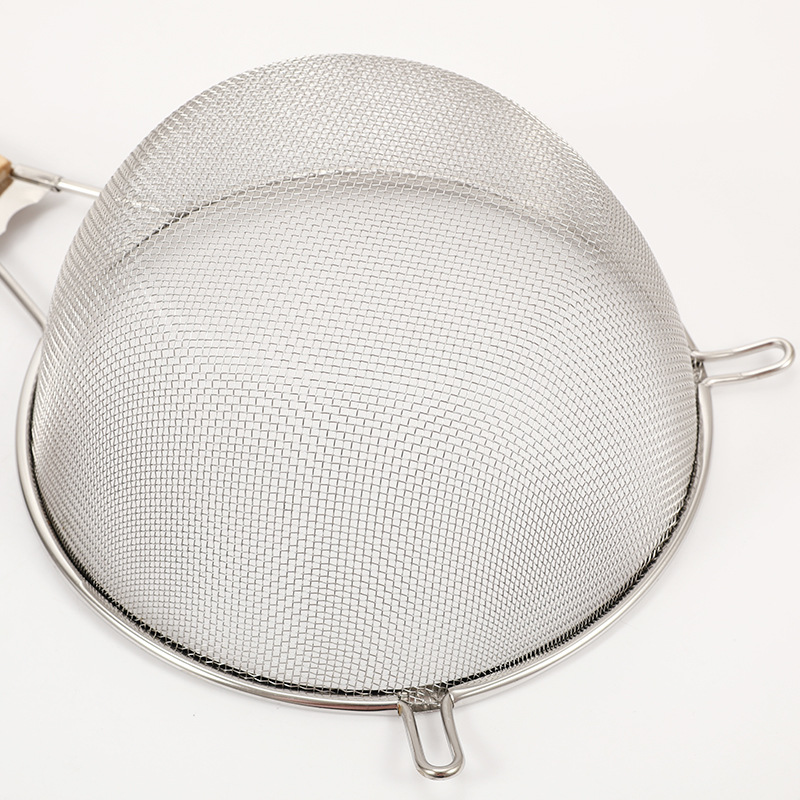 Stainless Steel More Sizes Oil Fishing Wooden Handle Fry Basket Strainer Double-Ear Hanging Can Be Equipped with Frying Pan Insulation Pot