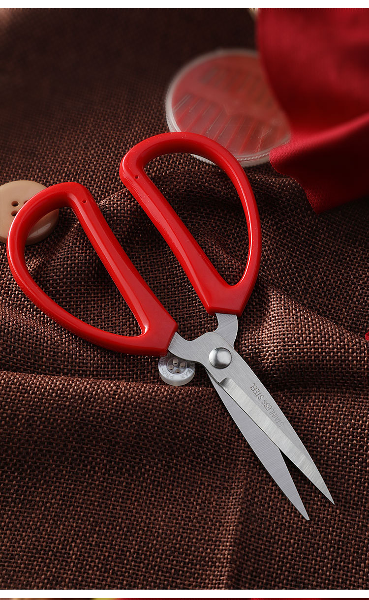 阳江不锈钢剪刀 红柄3号家用剪刀 软柄民用剪刀办公剪现货