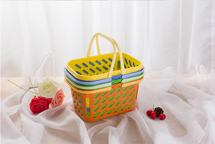 超市便利店购物手提篮塑料缕空水果篮浴室置物收纳篮买菜篮子大号