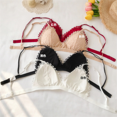 韩版女胸罩防走光三角杯性感蕾丝少女内衣无钢圈聚拢吊带文胸女