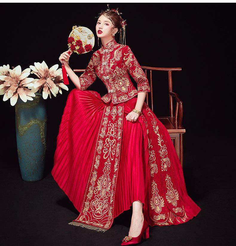 秀禾服新娘2020新款薄款夏大码秀禾结婚礼服中式婚纱敬酒服秀和服