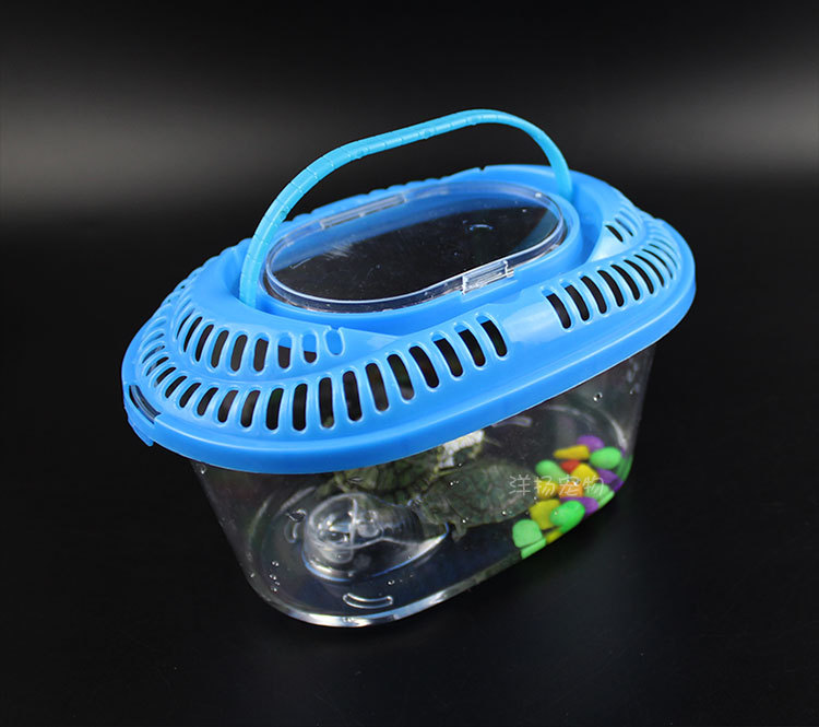 乌龟缸金鱼缸宠物盒塑料乌龟盒手提龟瓶芒果盒透明仓鼠盒大中小号