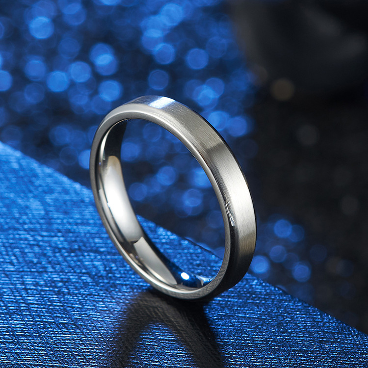 亚马逊哑光拉丝蓝色指环 简约情侣对戒结婚订婚戒指厂家直销