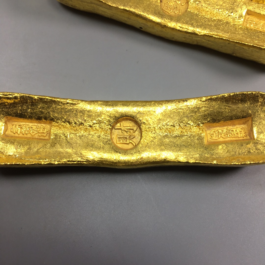 仿古古玩金元宝金条仿古精雕福禄寿禧财金锭大清赤金金锭影视道具