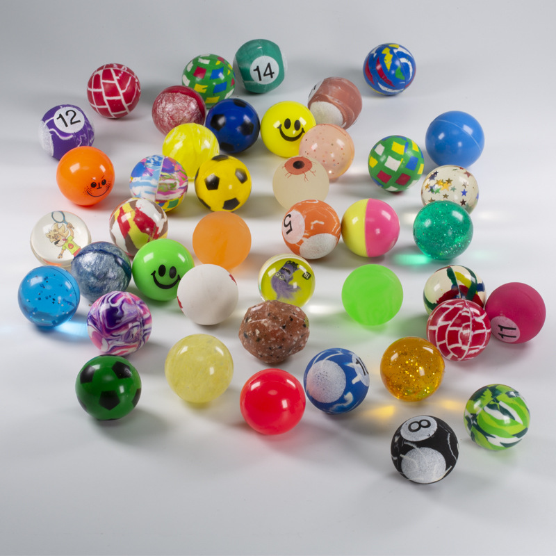 38号弹力球混装彩色实心弹跳球透明纸卡自定义儿童感官玩具跳跳球